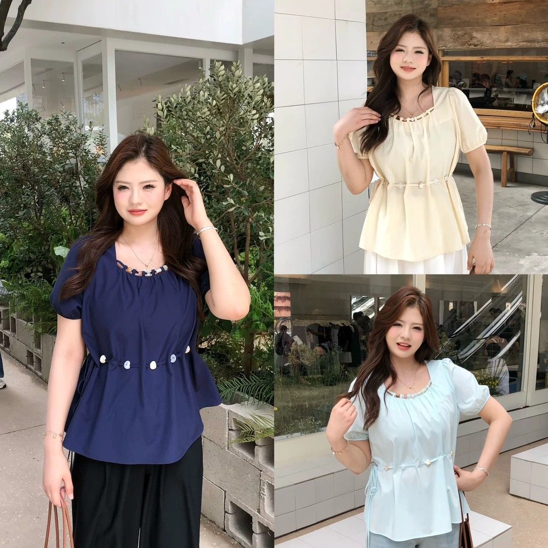 裂渡【甜梦初醒】微胖大码女装夏季百搭显瘦多色串珠小衫ZY506P60