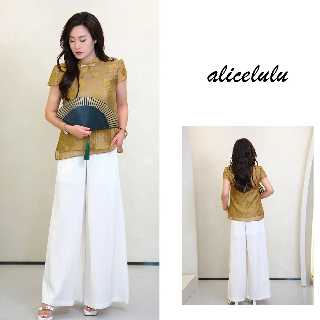 6 alicelulu 刺绣慵懒松紧腰女装套装高级感透气S1035000T