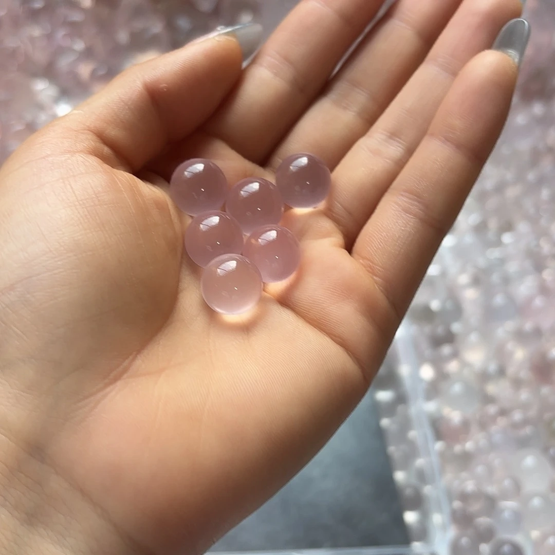 绵***玉水晶珠宝半成品未镶嵌天然粉水通孔，打孔不退换
