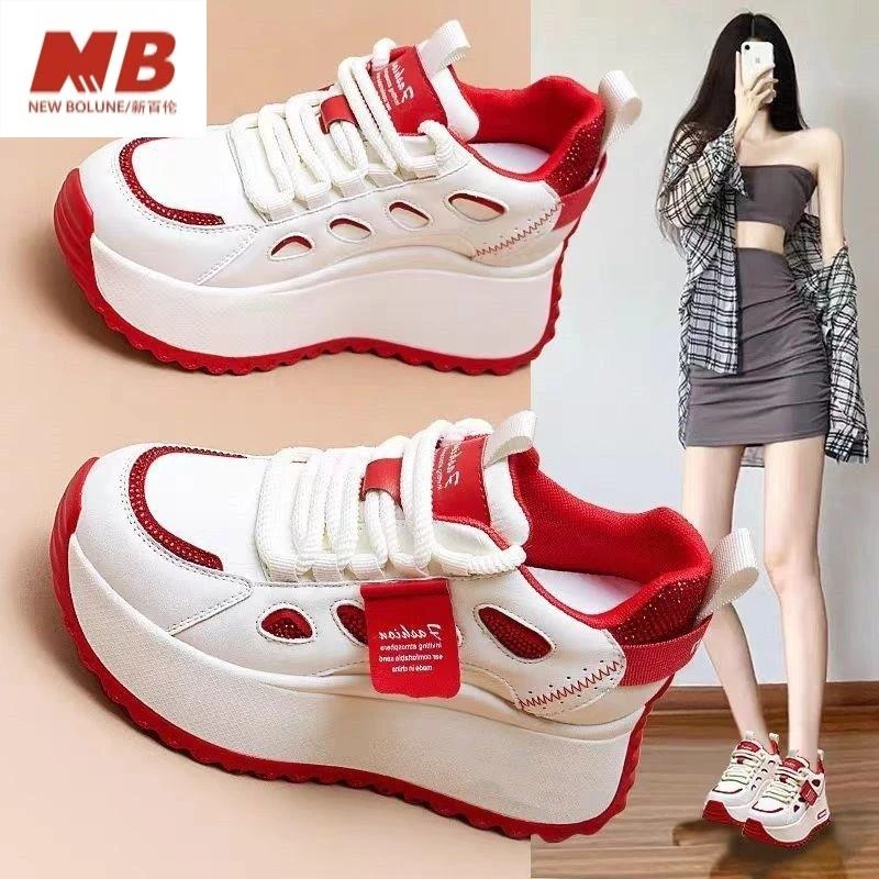 新百伦【奥莱撤柜】新款厚底老爹鞋女增高2025时尚百搭松糕休闲运