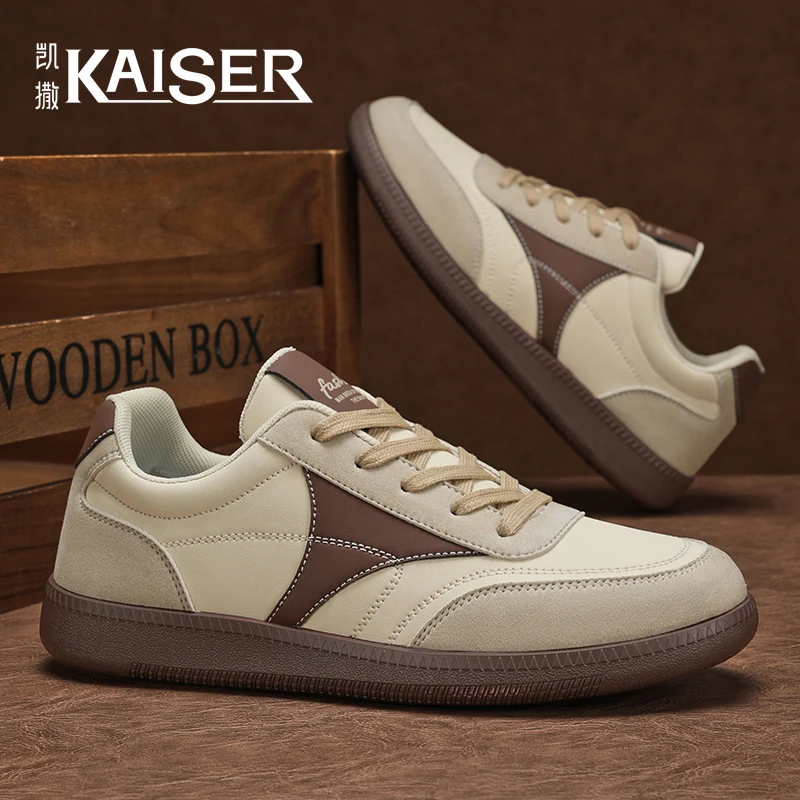 凯撒男鞋2025新款时尚百搭低帮休闲板鞋子男款防滑耐磨运动德训鞋
