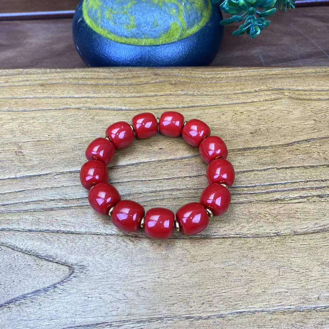  玛瑙未镶嵌手串阿卡红桶珠手串