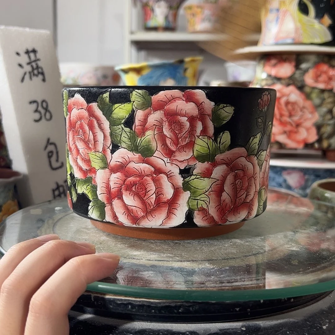景德镇手绘花盆幸运花盆