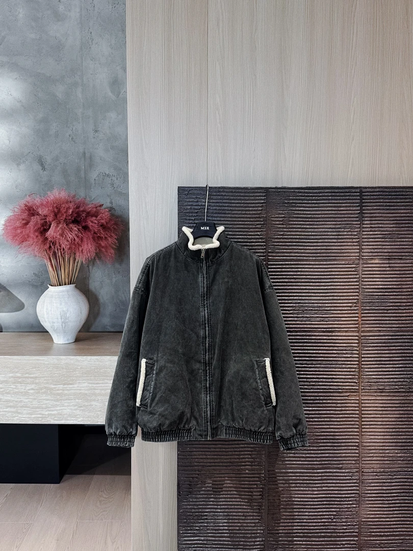 MZX 冬季软糯加绒z加厚撞色立领z军绿色外套WT10802-P