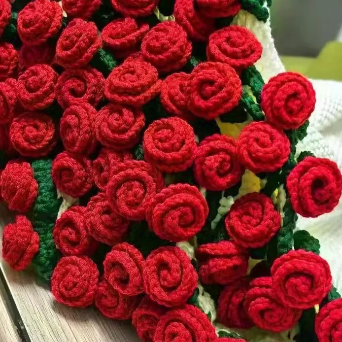 玫瑰花束毯子5股棉亲肤棉手工编织钩织铃兰花玩偶苏苏姐家同款