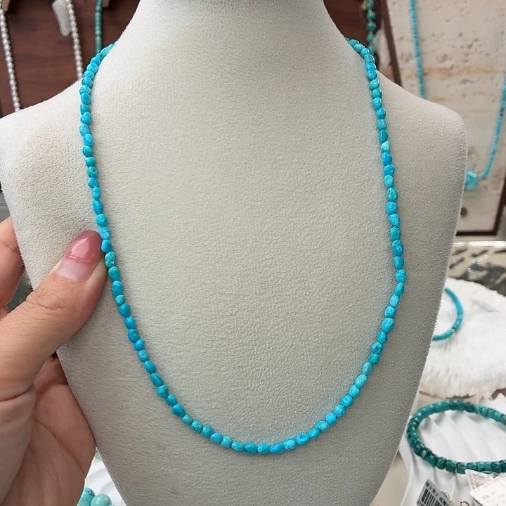 绿松石银S925镀金镶嵌颈饰