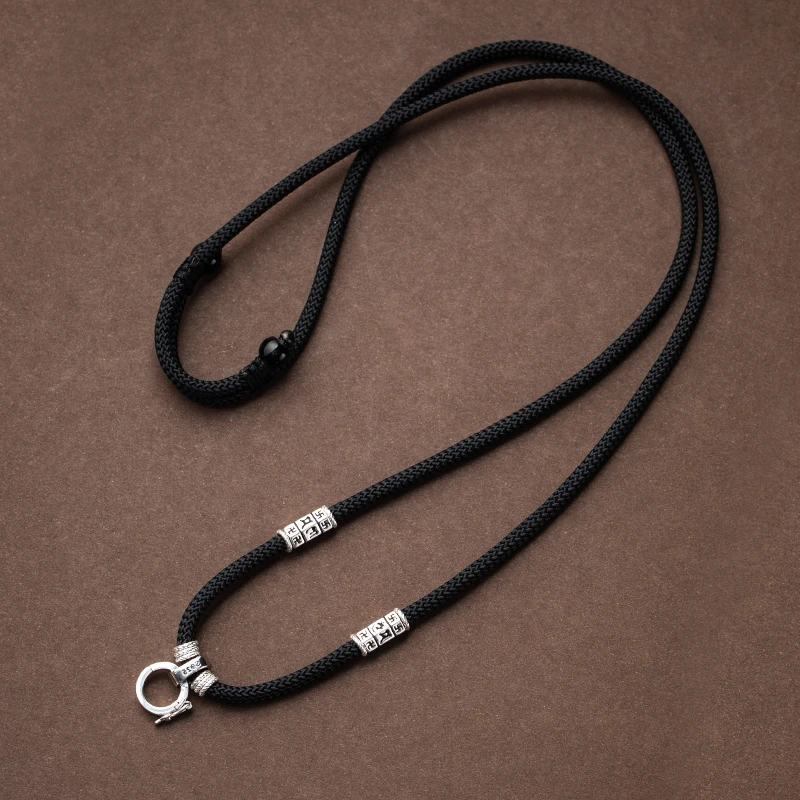 925银银制品 高货吊坠绳纯银扣路路通男女吊坠项链绳挂脖挂件绳子