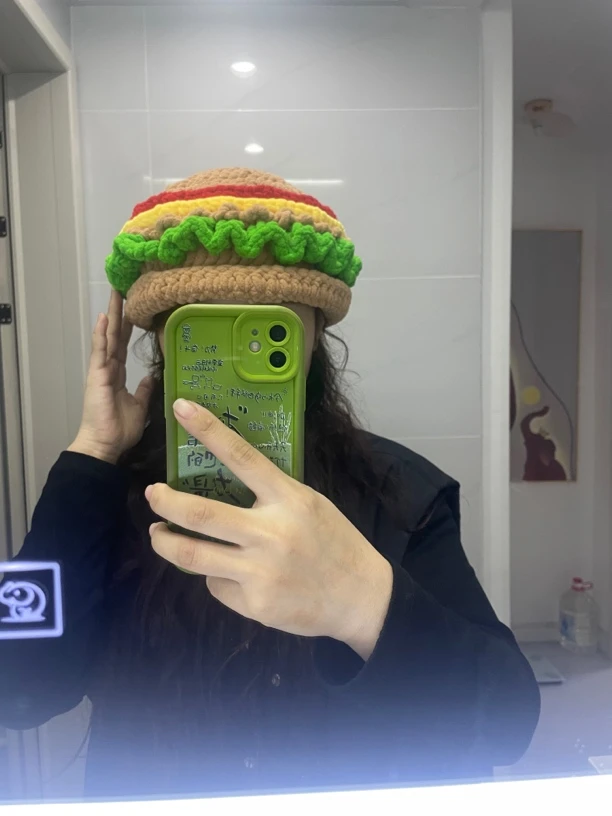 汉堡 帽十个勤天同款手工钩织汉堡帽