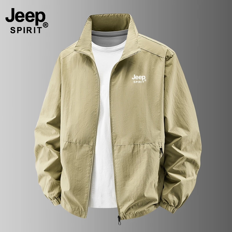 JEEP吉普中年薄款立领大码夹克秋季防风防水夹克户外运动休闲风