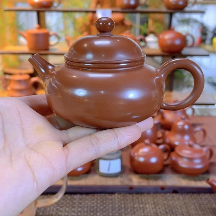 紫砂茶壶轲*潮州手工手拉容天壶