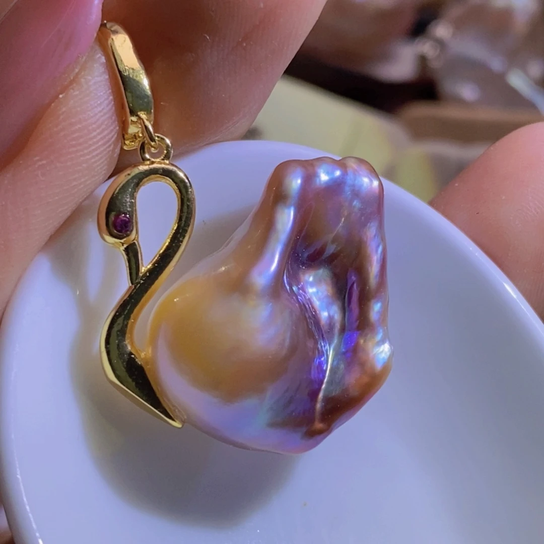 银S925镶嵌淡水珍珠天然淡水珍珠无染色无优化