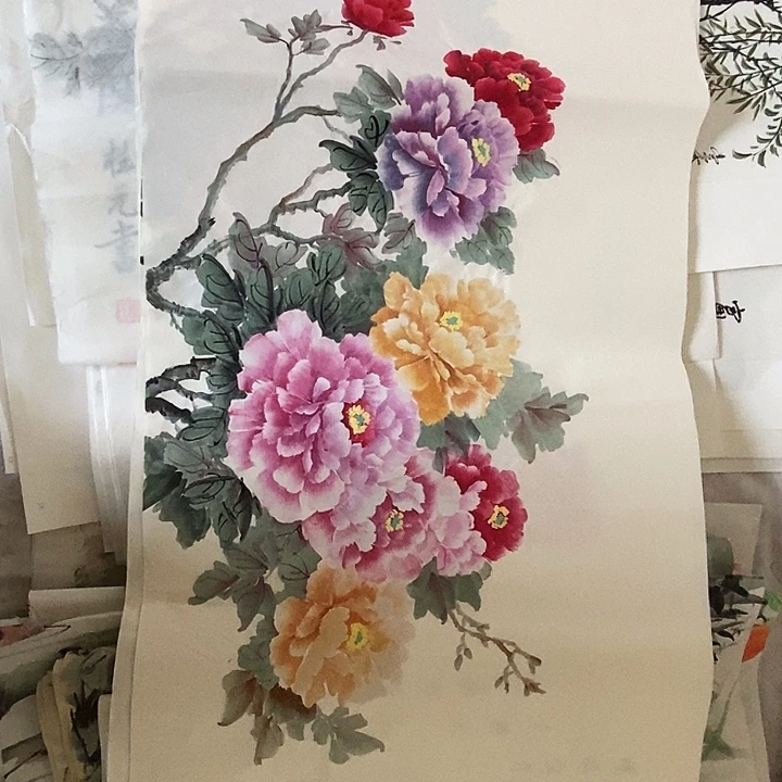 国画三尺手绘牡丹