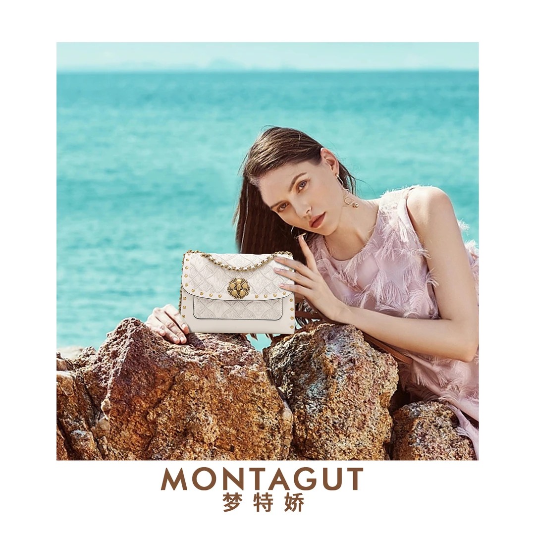 Montagut/梦特娇【白月光】轻奢时尚绣线单肩斜挎女包