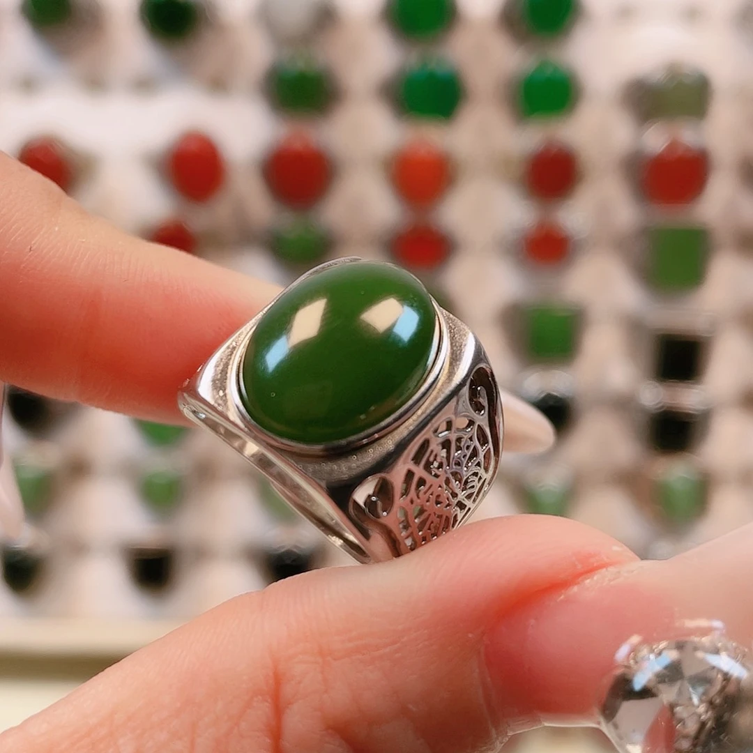 银S925镶嵌戒指和田玉