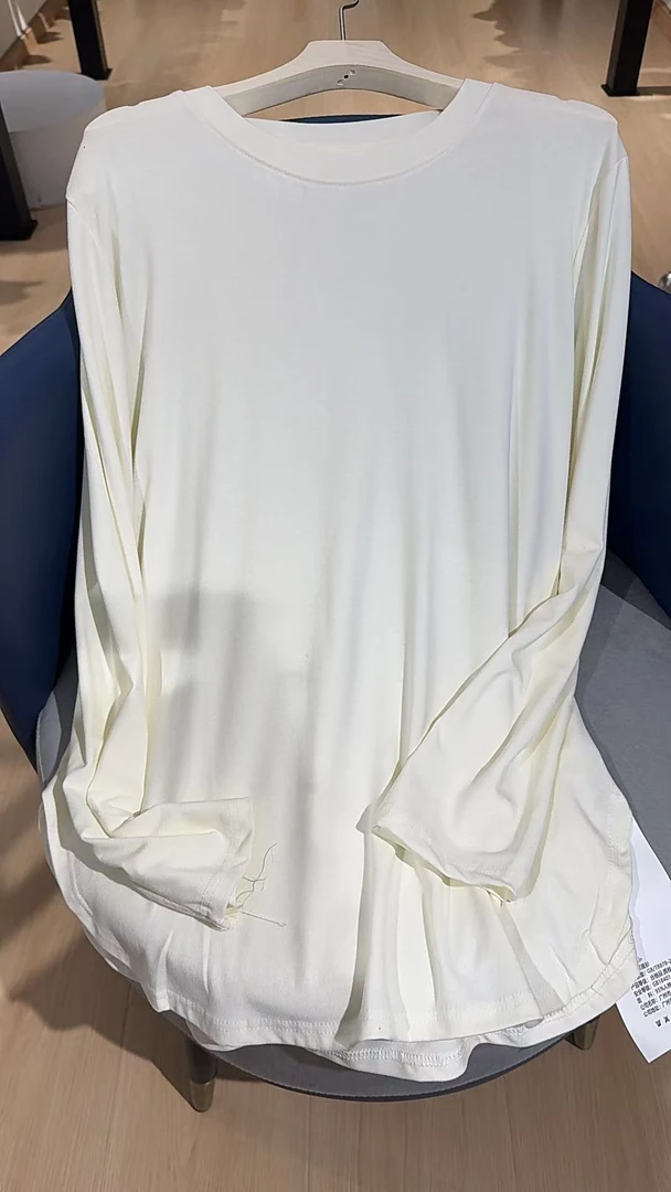 直筒型长袖极简风休闲风圆领T恤纯色女士沙丘废土风