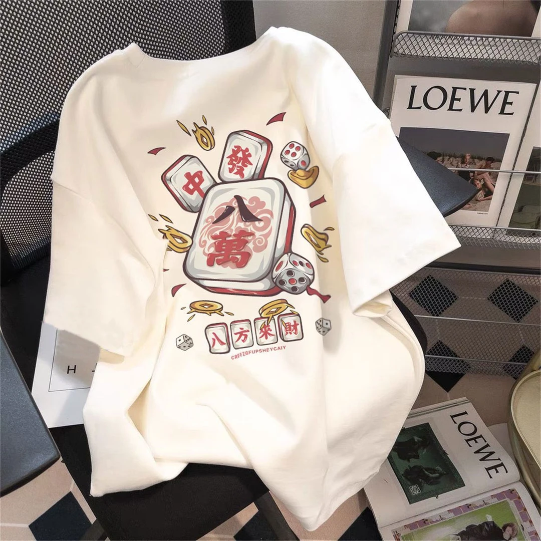 重磅100%纯棉美式复古小众设计ins短袖T恤男女夏季新款宽松上衣