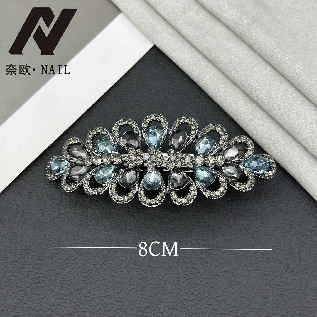 【NAIL·奈欧】设计师系列6535满钻气质蓝色弹簧夹高级大气