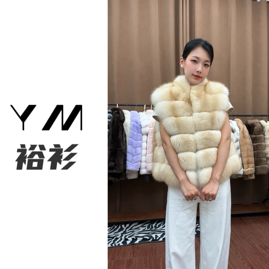 立领网红爆款马甲60cm 狐狸毛