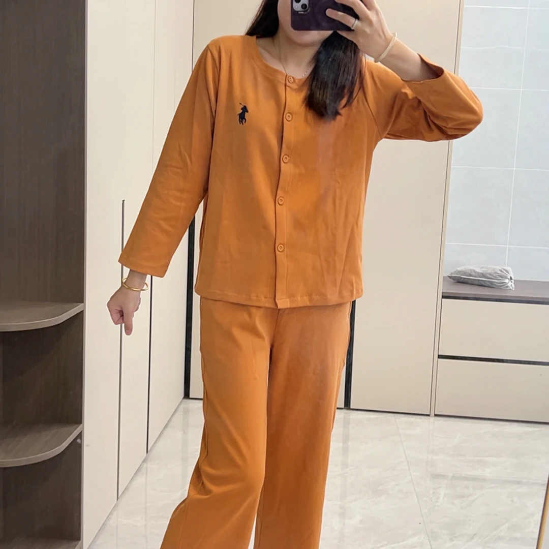 秋冬新款带胸垫睡衣开衫长袖长裤套装时尚可外穿家居服