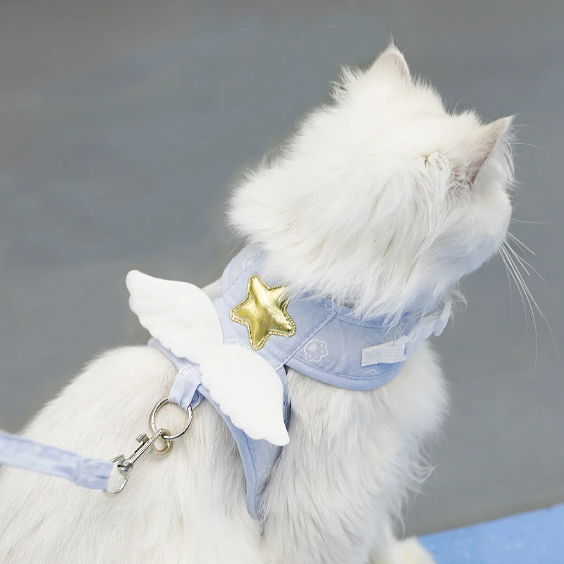 天使翅膀猫咪牵引绳背心式牵引带狗狗幼猫外出牵引防挣脱小型宠物