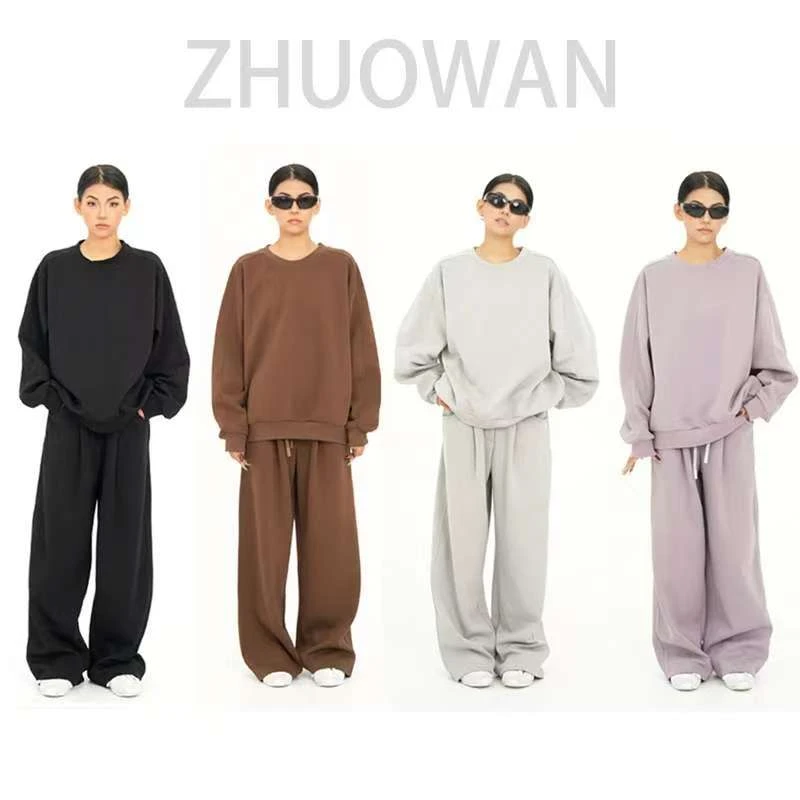 ZHUOWAN 圆领休闲运动宽松长袖卫衣套装