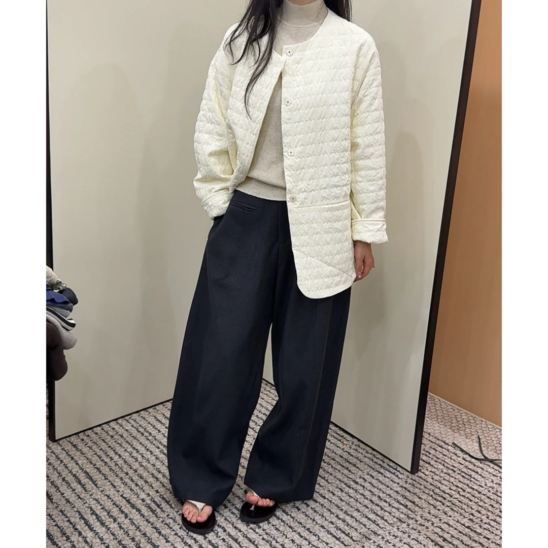 中款圆领小棉服外套