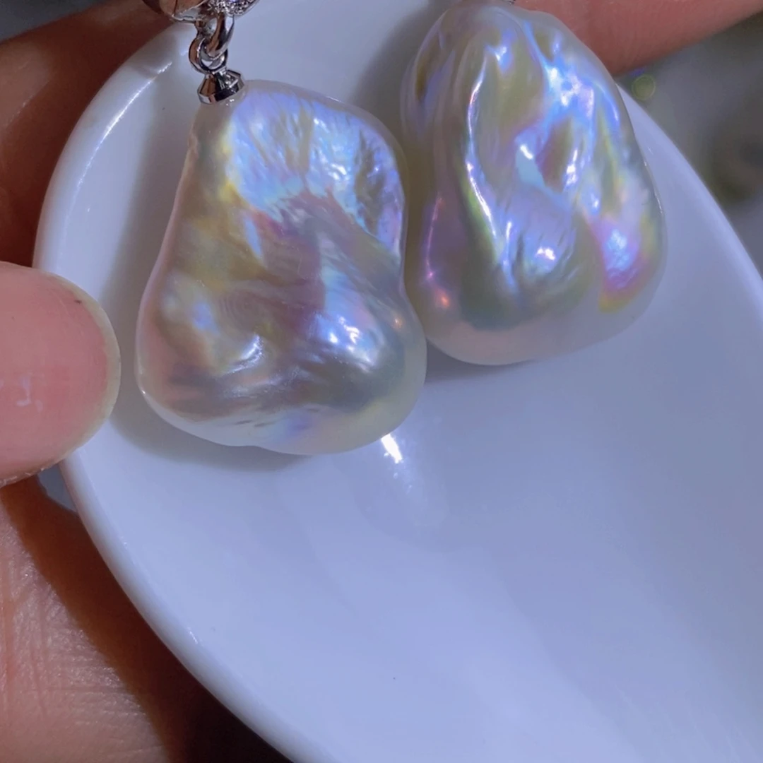 银S925镶嵌天然淡水珍珠淡水珍珠七*雪