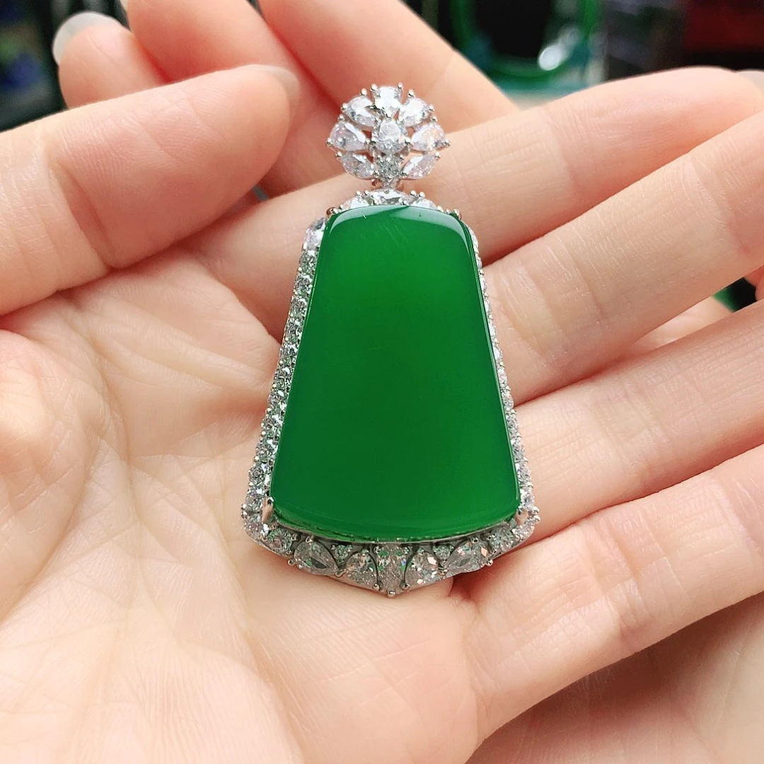 玛瑙/玉髓吊坠银S925镶嵌