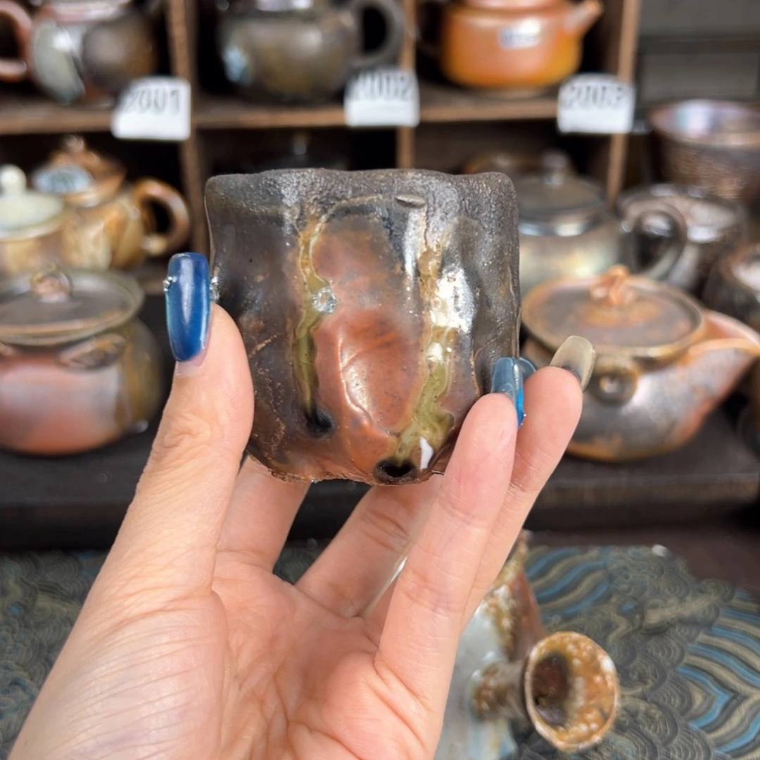 杯雲**海柴烧茶器中白主人杯