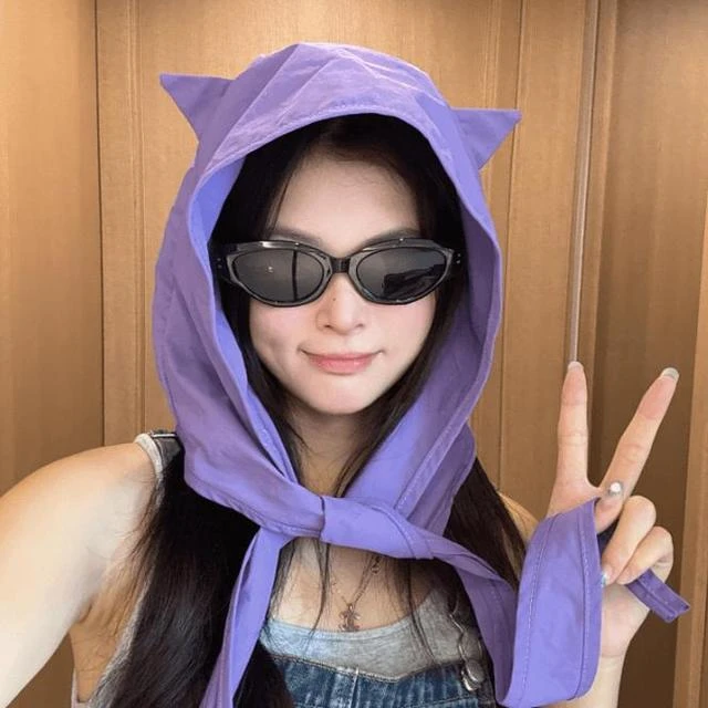 小恶魔绑带速干防晒遮阳帽女薄款护耳头巾帽子可爱猫耳朵小众出游