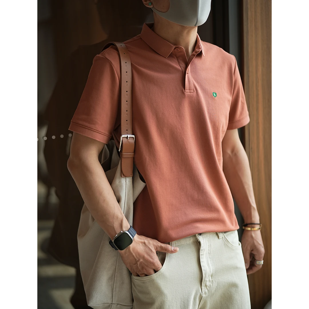 DeweLvum简约精致绣标翻领polo衫男款夏季潮流新款轻商务上衣男装
