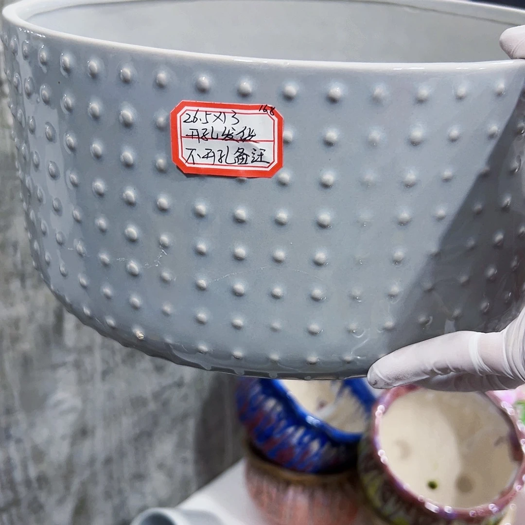 有孔，外贸尾单陶瓷花盆凑单10米包邮