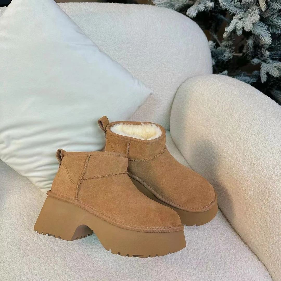 【厚底人鱼靴】桑坡村皮毛一体高跟雪地靴厚底人鱼靴