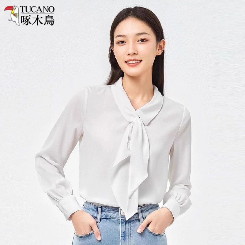 TUCANO/啄木鳥秋冬新款长袖雪纺白衬衫女高颜值减龄洋气内搭上衣