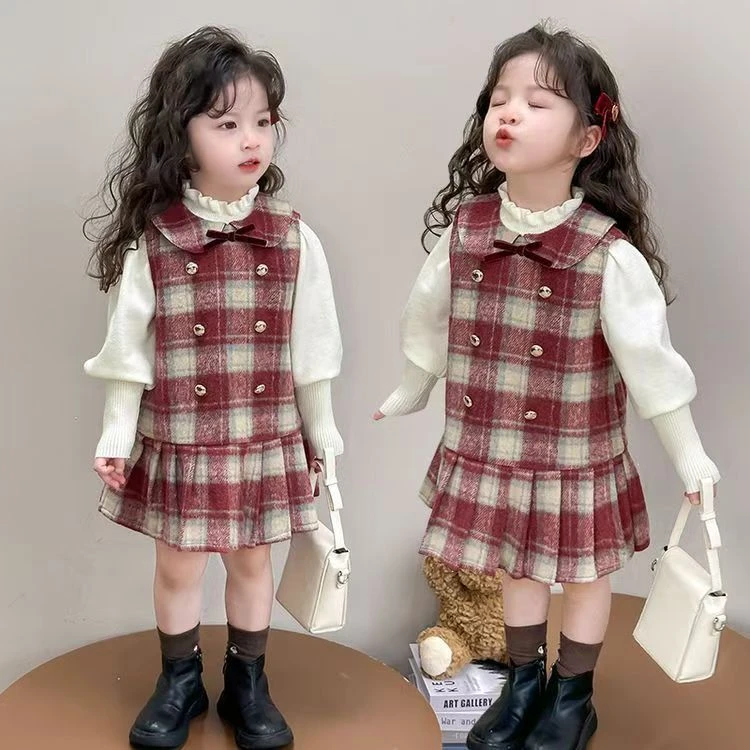 女童连衣裙秋冬季2025新款女宝公主宝宝毛衣裙