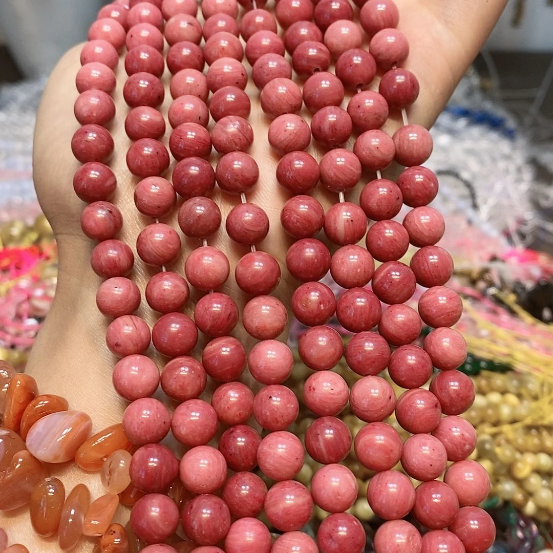 玛瑙/玉髓散珠A货红木纹一条8mm