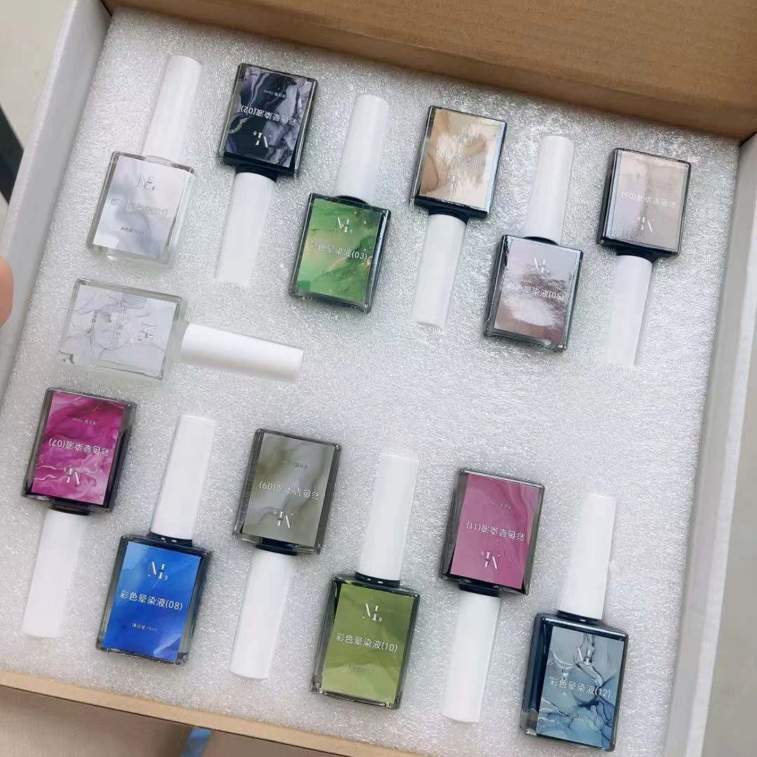 希妹美甲新款12色彩色晕染液