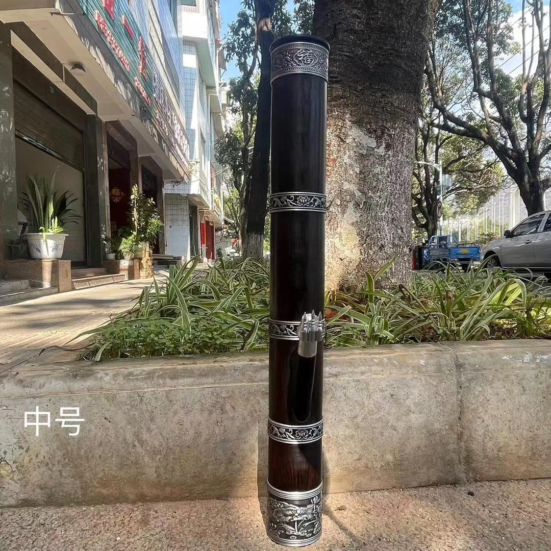 黑心木中号复古箍边【云南特色水烟筒】男士工艺品