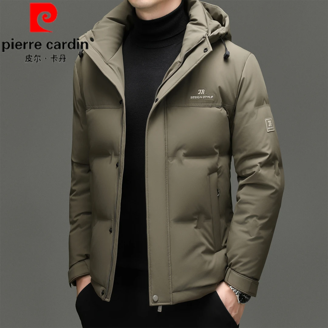 皮尔卡丹高端男士羽绒服冬季新款中年加厚保暖连帽防寒服外套男装