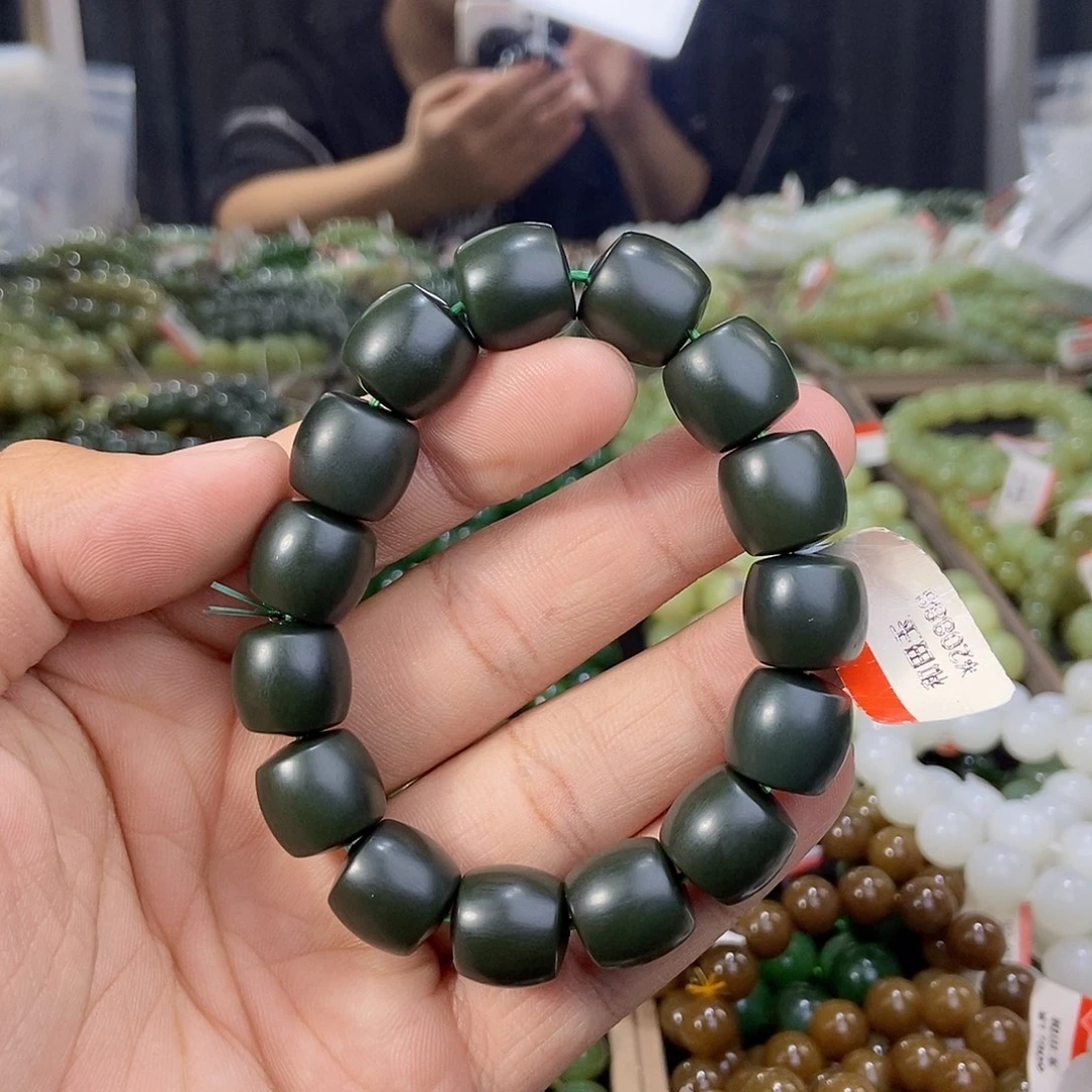 和田玉未镶嵌手串天然卡14且末料沙枣青多样性拍一发一