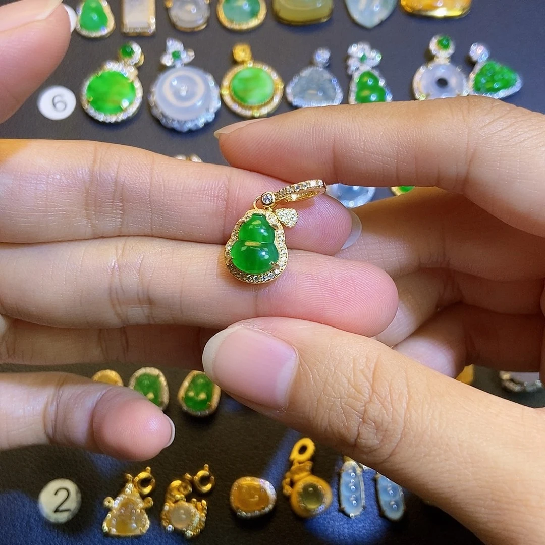 翡翠银S925镶嵌吊坠(不含链)