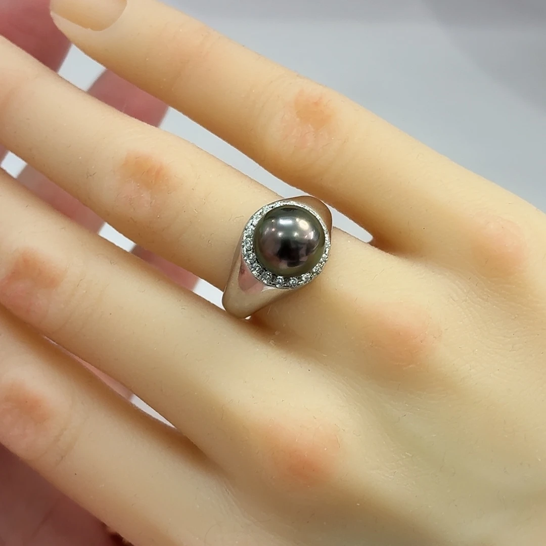 银S925镶嵌海水珍珠戒圈