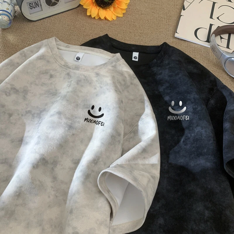 夏季男女百搭潮流扎染设计简约百搭短袖T恤半袖高街美式休闲上衣