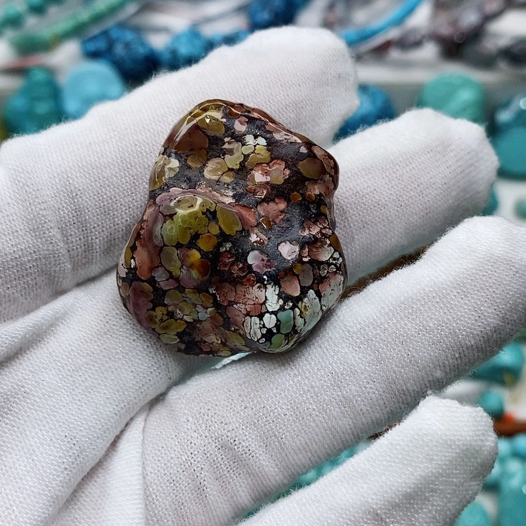 绿松石珠宝奇石未镶嵌风*落