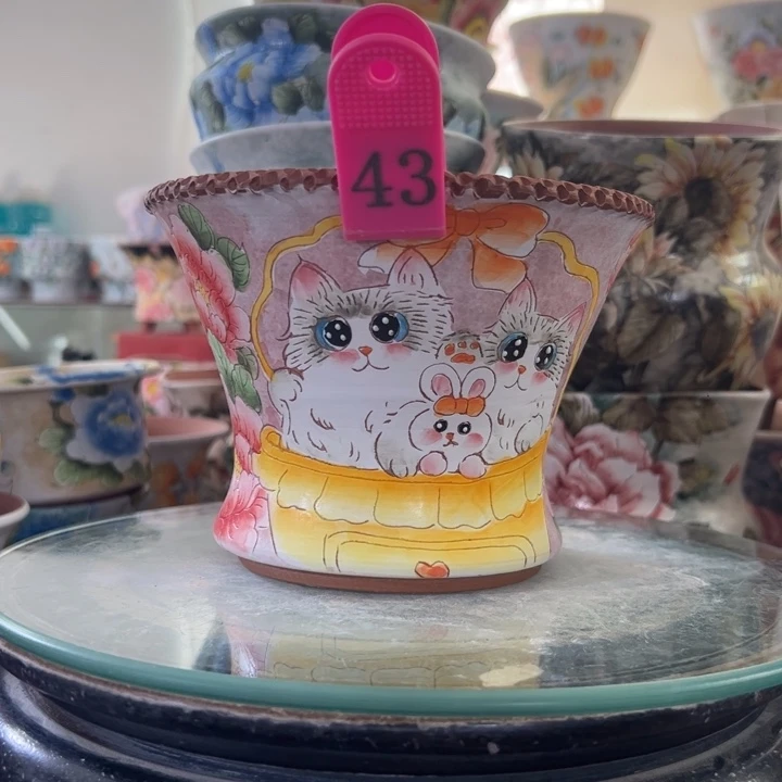 景德镇手绘花盆满38包邮偏远地区除外
