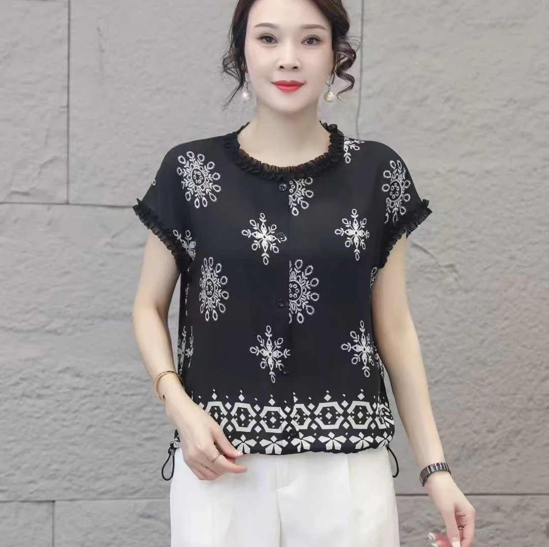 【 香云阁】2025夏季新款时尚气质百搭短袖T恤小衫上衣