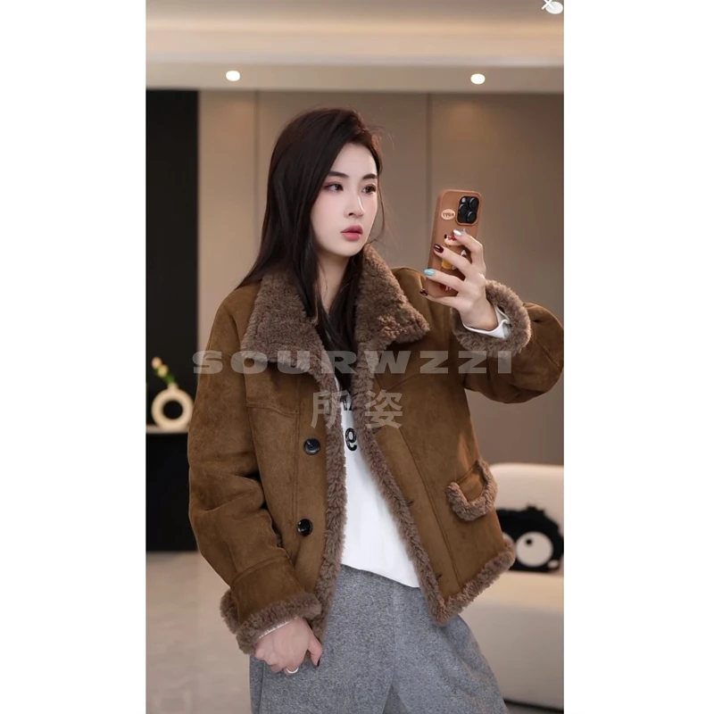 SOURWZZI/所姿新款冬季双面穿反绒面休闲女士羊毛外套SZ-25132