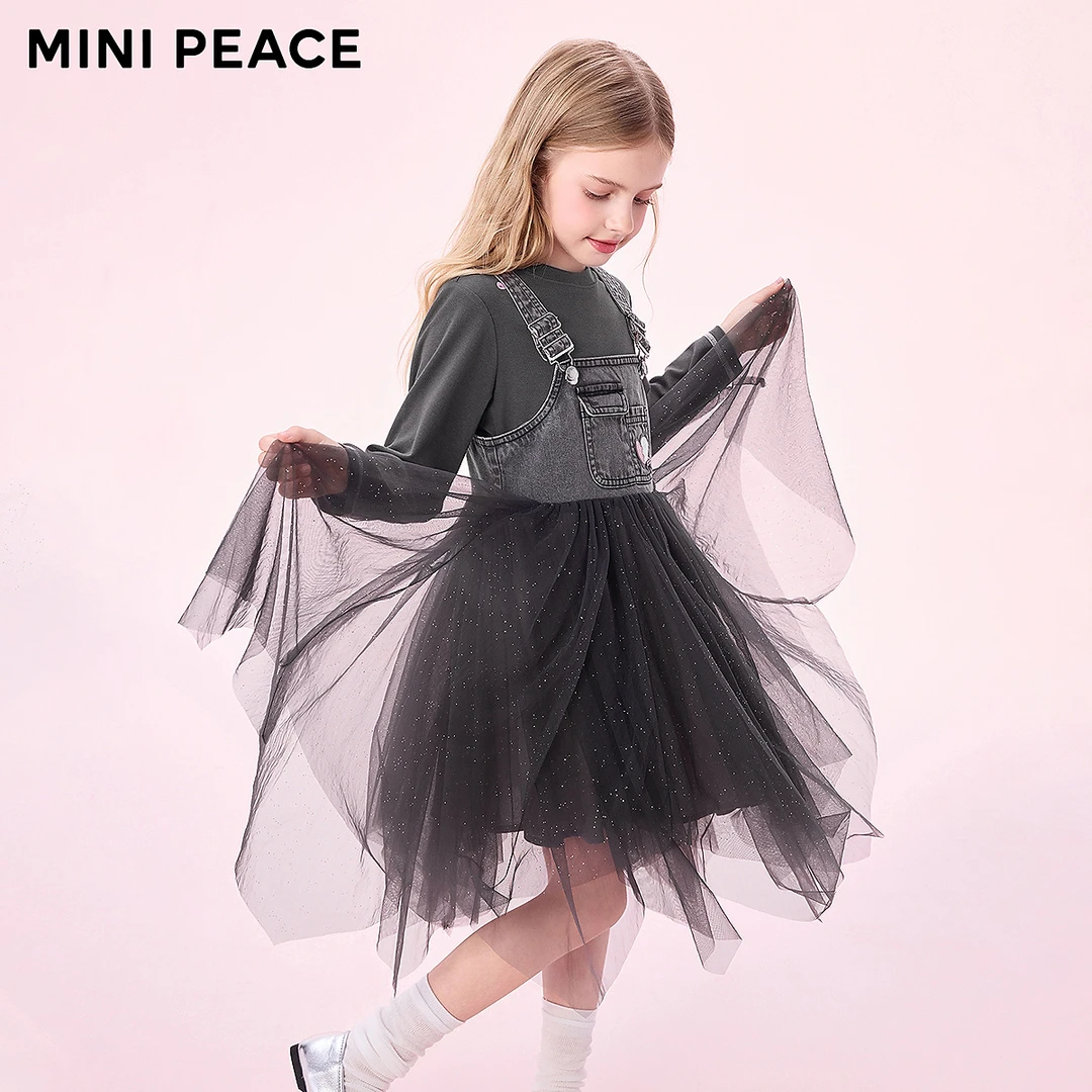 【时尚系列】MINIPEACE太平鸟童装连衣裙牛仔拼接背带裙秋季新款