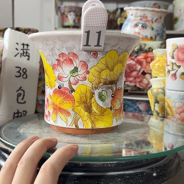 景德镇手绘花盆幸运花盆