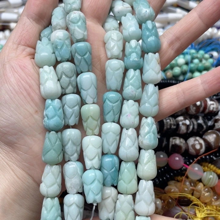 玛瑙/玉髓合金珠宝半成品一条10x17m天河石莲花